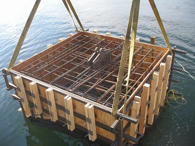 Preparing to install a underwater footing form